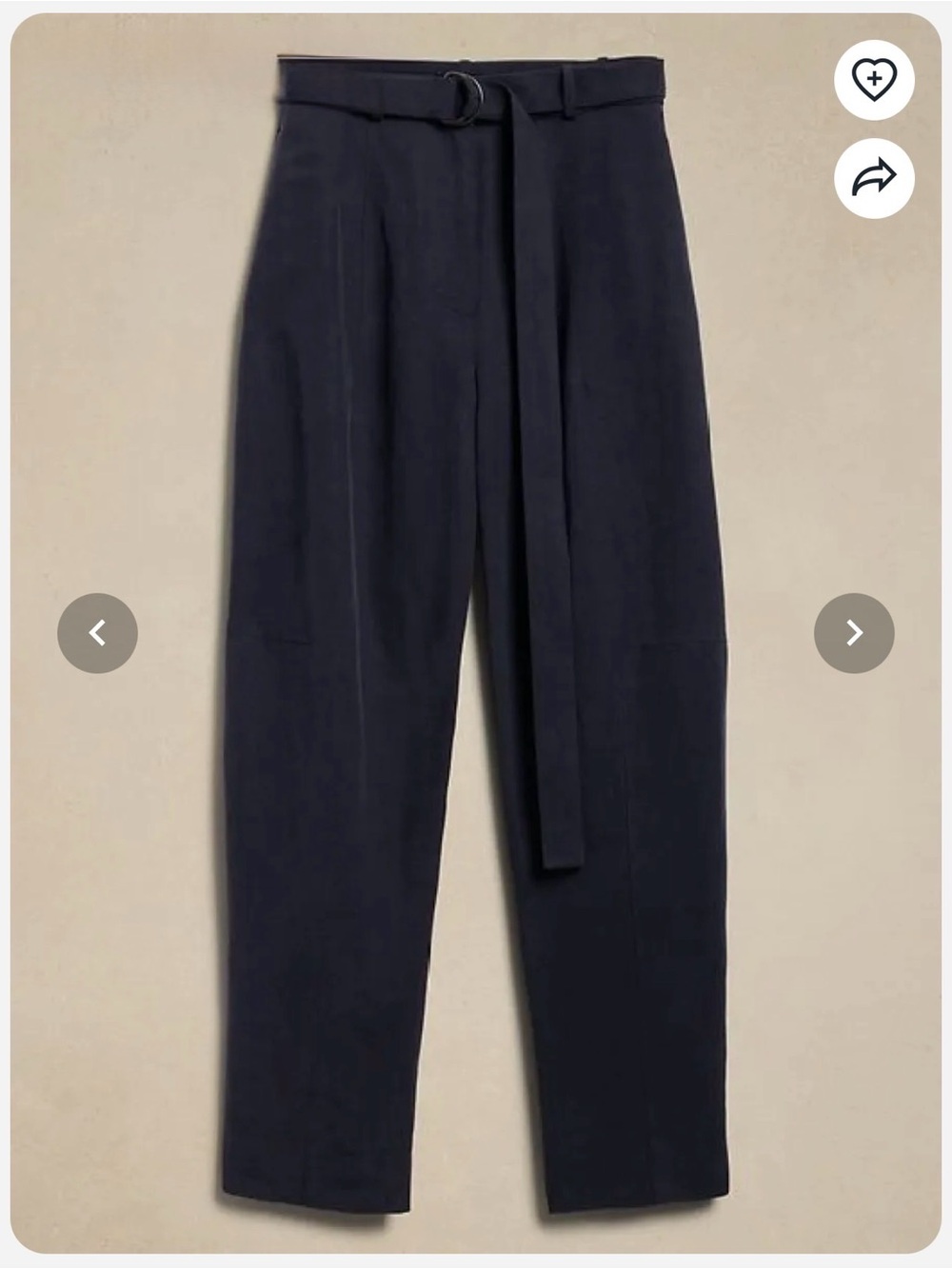 Banana Republic - High-Rise Barrel Tencel™-Linen Pant Navy Blue 6 Regular